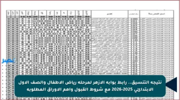 نتيجة التنسيق.. رابط بوابة الأزهر لمرحلة رياض الأطفال والصف الأول الابتدائي 2025-2026 مع شروط القبول وأهم الأوراق المطلوبة